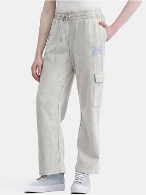 No Boundaries Cargo Sweatpants XXL Wide Leg Beige Drawstring Lounge Pants NWT